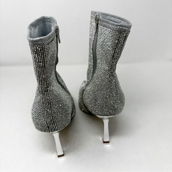 Steve Madden Crystal Rhinestone Silver Heeled Boots Seylah Size 11 - Picture 6 of 8
